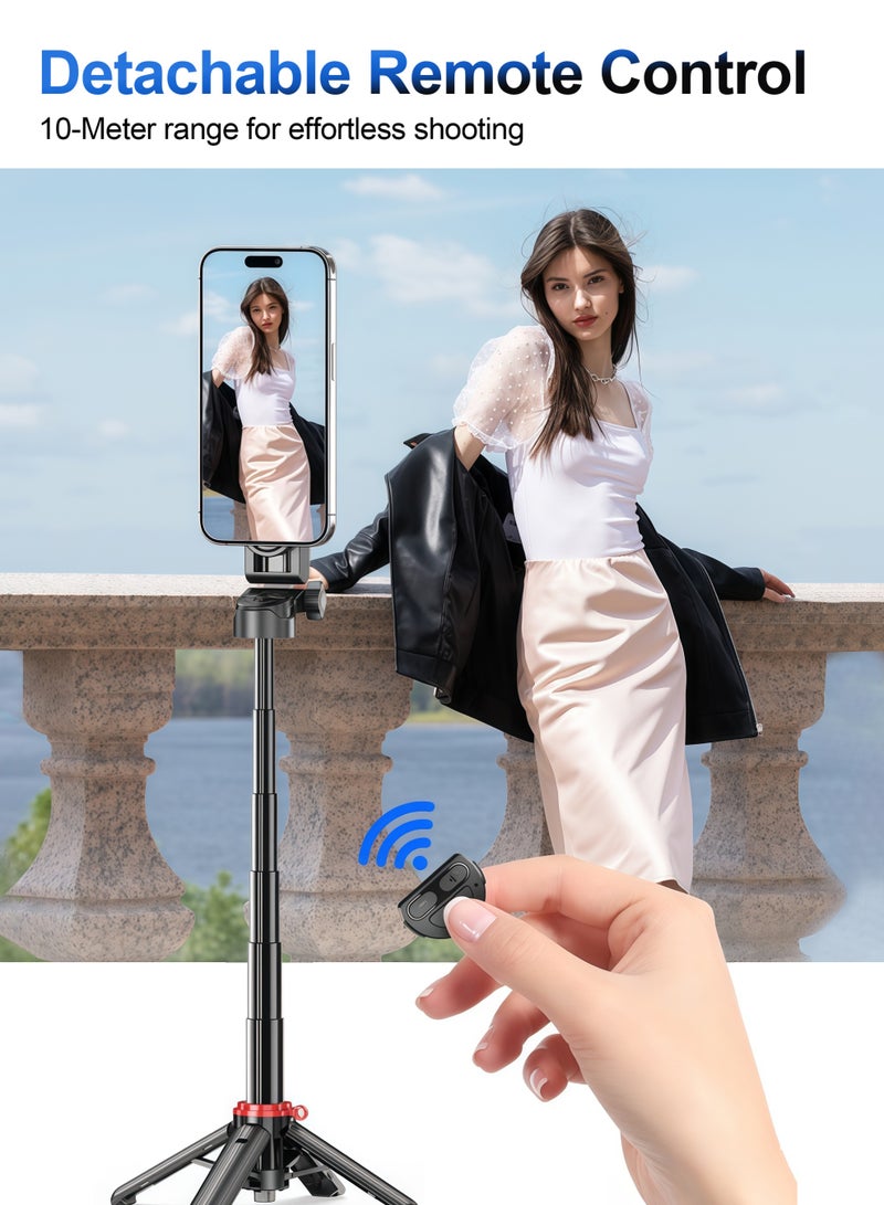 Magnetic Selfie Stick Tripod, 4-Legged Stable Stand with 10m Remote & 360° Rotation, Pocket-Sized MagSafe Phone Grip for Travel & Live Streaming - Image 4