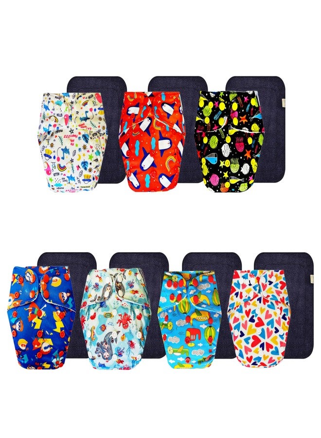 Dumbledo Premium Cloth Diaper with Black Insert (Pack of 7) | Dry Feel and Comfortable | 6-Layer Absorbent Pad | Adjustable Snaps | Designed by Moms | 3 Months - 3 Years | Unisex Baby - Image 1