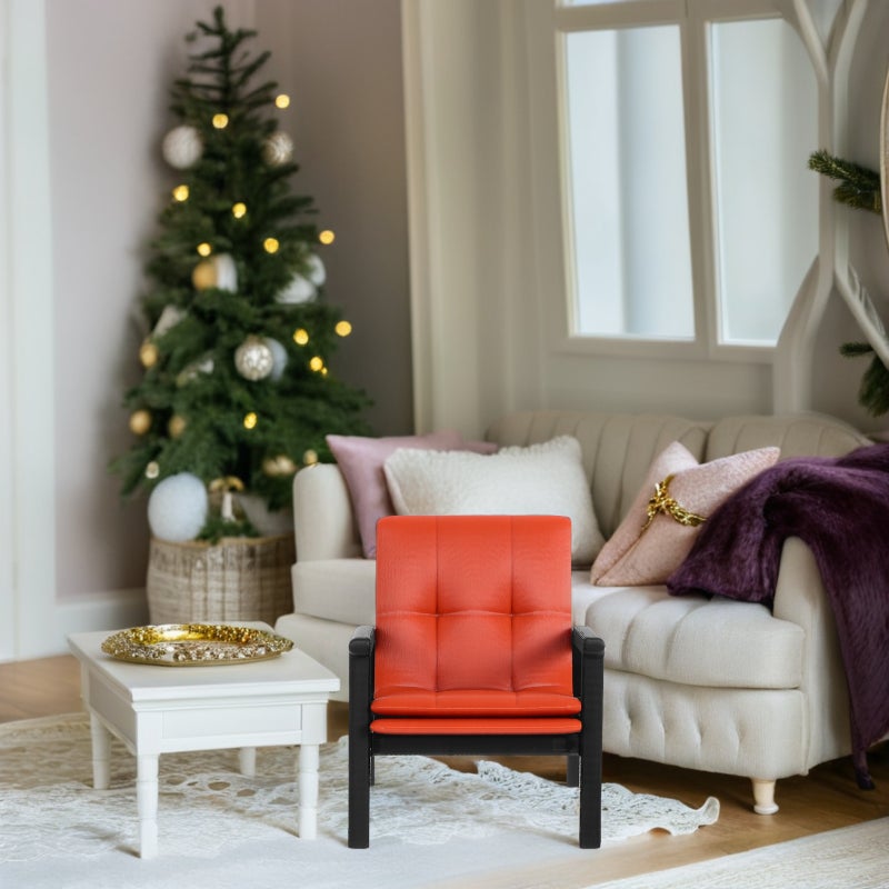 Miniature Single Sofa Chair: 1:12 Mini Furniture for Living Room Bed Room Kitchen Retro Vintage Designed Dolls House Miniature Furniture Accessory - Image 4
