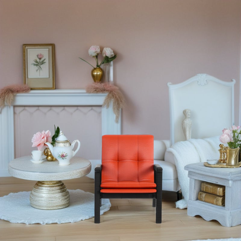 Miniature Single Sofa Chair: 1:12 Mini Furniture for Living Room Bed Room Kitchen Retro Vintage Designed Dolls House Miniature Furniture Accessory - Image 5