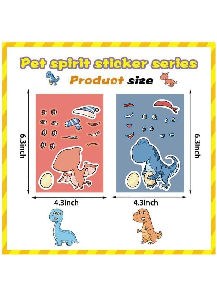 SYOSI Dinosaur Stickers for Kids, Make a Face Sticker Activity Set with 8 Sheets DIY Dinosaur Crafts, Fun Educational Stickers for Toddlers Party Favors Classroom Activities Birthday Gifts 11×7.6 cm - Image 4