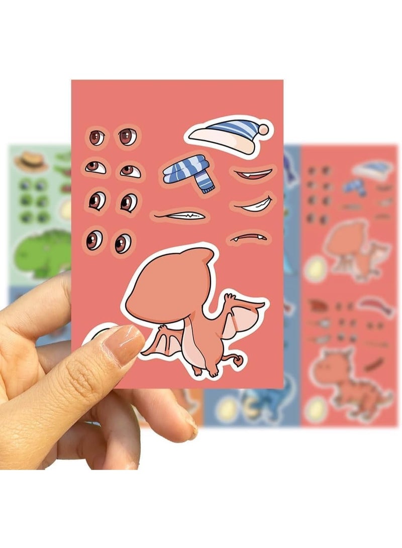 SYOSI Dinosaur Stickers for Kids, Make a Face Sticker Activity Set with 8 Sheets DIY Dinosaur Crafts, Fun Educational Stickers for Toddlers Party Favors Classroom Activities Birthday Gifts 11×7.6 cm - Image 3