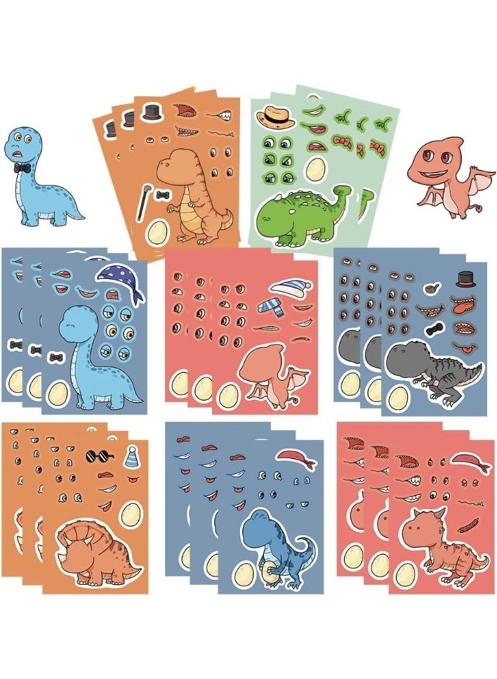 SYOSI Dinosaur Stickers for Kids, Make a Face Sticker Activity Set with 8 Sheets DIY Dinosaur Crafts, Fun Educational Stickers for Toddlers Party Favors Classroom Activities Birthday Gifts 11×7.6 cm - Image 1