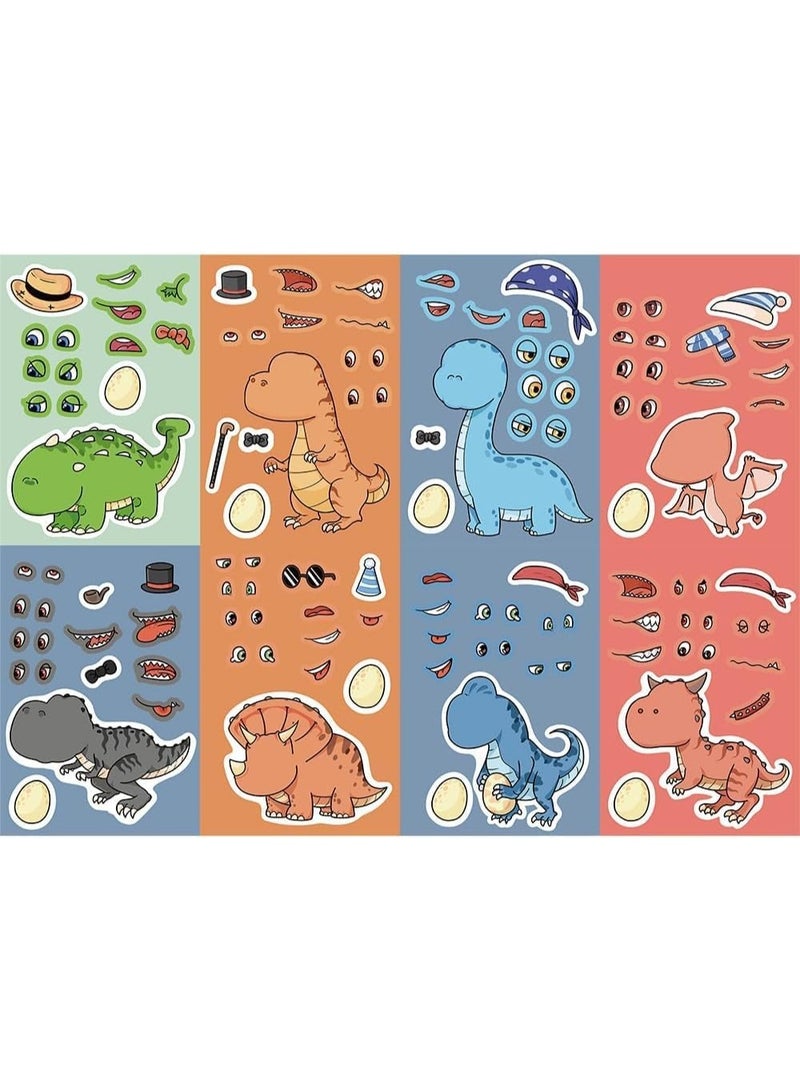 SYOSI Dinosaur Stickers for Kids, Make a Face Sticker Activity Set with 8 Sheets DIY Dinosaur Crafts, Fun Educational Stickers for Toddlers Party Favors Classroom Activities Birthday Gifts 11×7.6 cm - Image 2