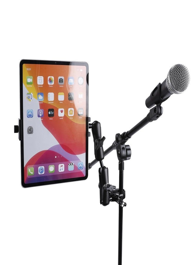 Leenconghui Aluminum Dual Arm Tablet Mount with Super Clamp, Side Mount Holder for Mic Stand, Compatible with iPad Pro 12.9 Air Mini, Galaxy Tab, 4.7-12.9" Tablets - Image 2