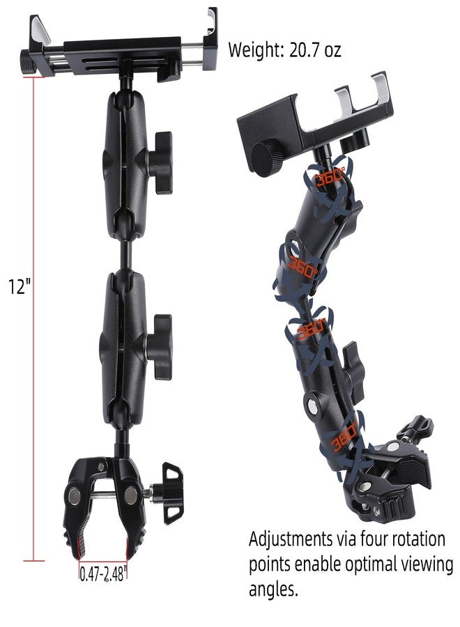 Leenconghui Aluminum Dual Arm Tablet Mount with Super Clamp, Side Mount Holder for Mic Stand, Compatible with iPad Pro 12.9 Air Mini, Galaxy Tab, 4.7-12.9" Tablets - Image 4