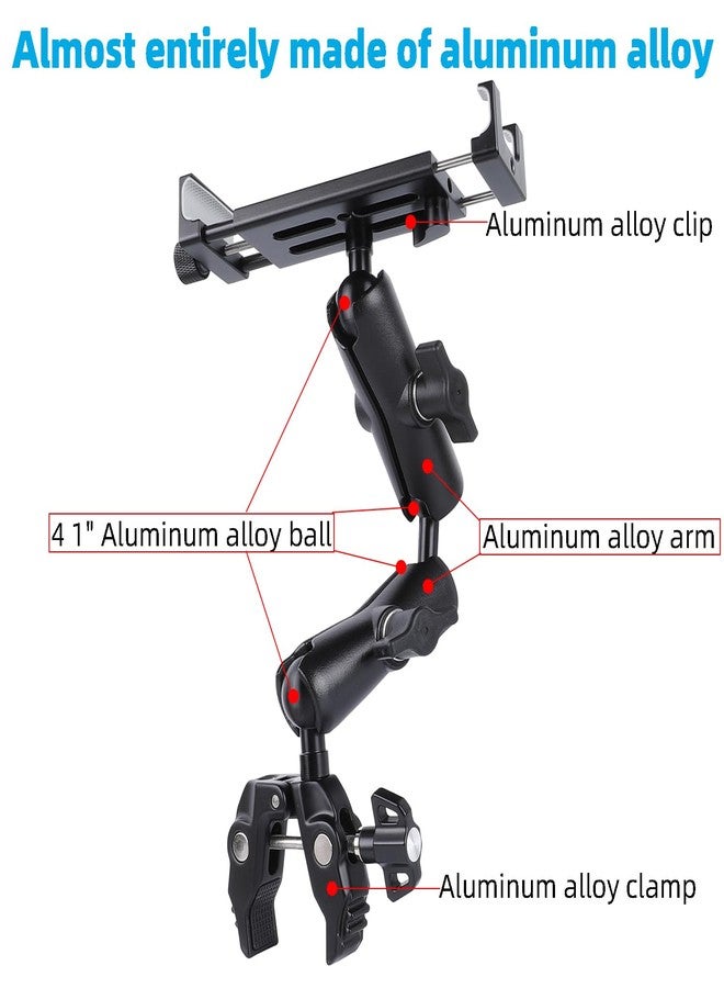 Leenconghui Aluminum Dual Arm Tablet Mount with Super Clamp, Side Mount Holder for Mic Stand, Compatible with iPad Pro 12.9 Air Mini, Galaxy Tab, 4.7-12.9" Tablets - Image 3