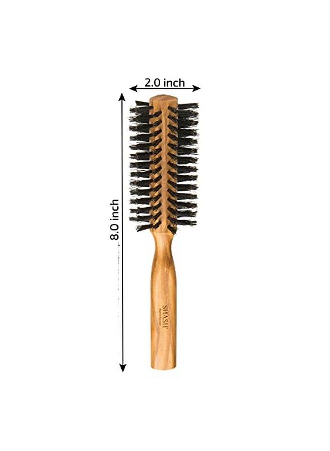 SHASH فرشاة دائرية من شعر الخنزير لتجفيف الشعر وتصفيفه تضيف حجمًا ومرونة وتعزز نعومة الشعر وت exfoliate وتهدئ وتحفز فروة الرأس مصنوعة من خشب الزيتون المستدام في ألمانيا - Image 4