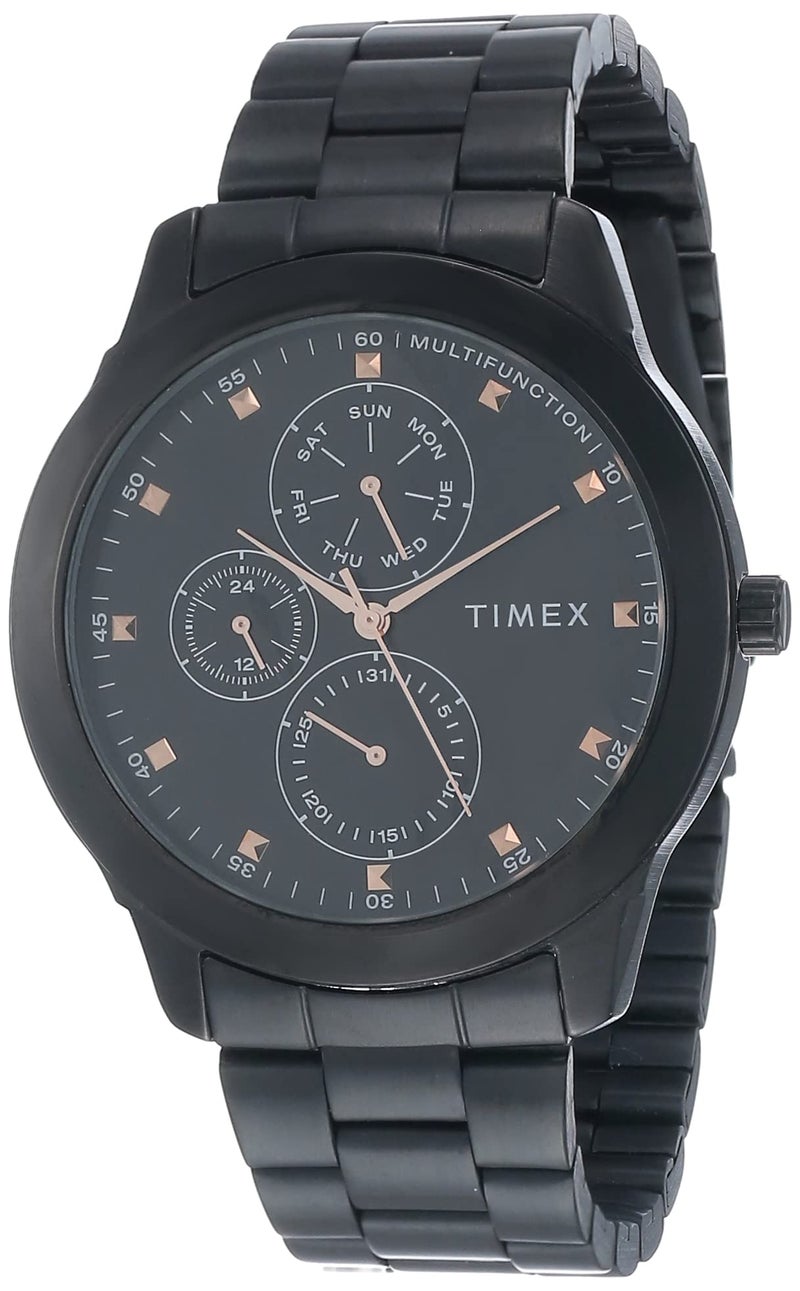 TIMEX Analog Watch for Man with Black Round Dial & Black Stainless Steel Bracelet Band Water Resistant Men's Wrist Watches - TWEG18502 - Image 1