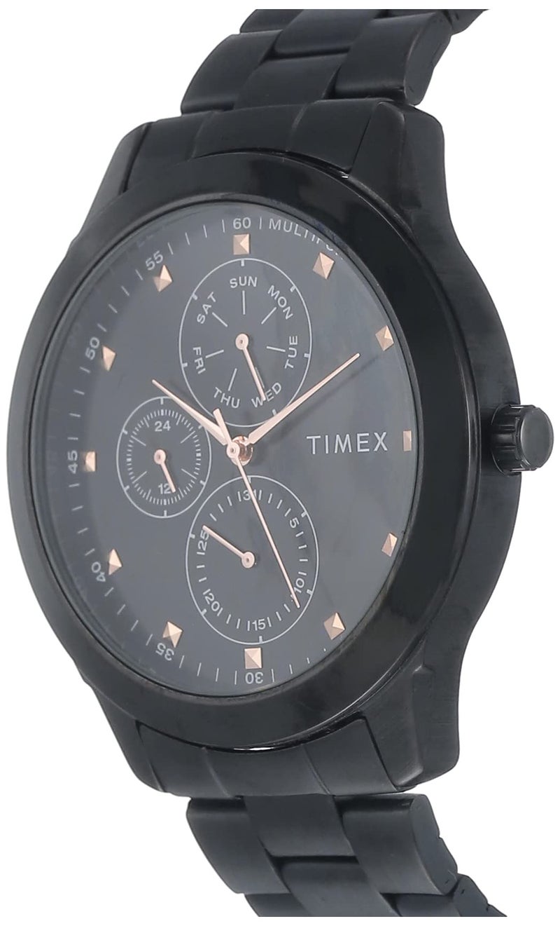 TIMEX Analog Watch for Man with Black Round Dial & Black Stainless Steel Bracelet Band Water Resistant Men's Wrist Watches - TWEG18502 - Image 2