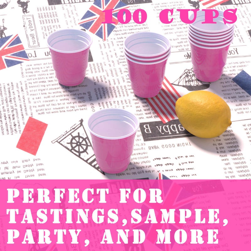HAOZAN 100ct 2oz. Mini Pink Shot Cups  Disposable and Small Size Perfect for Party  Tastings  Sample and More - Image 5