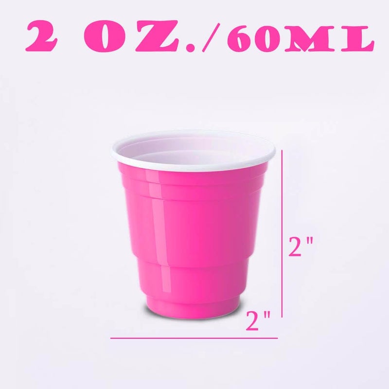 HAOZAN 100ct 2oz. Mini Pink Shot Cups  Disposable and Small Size Perfect for Party  Tastings  Sample and More - Image 3
