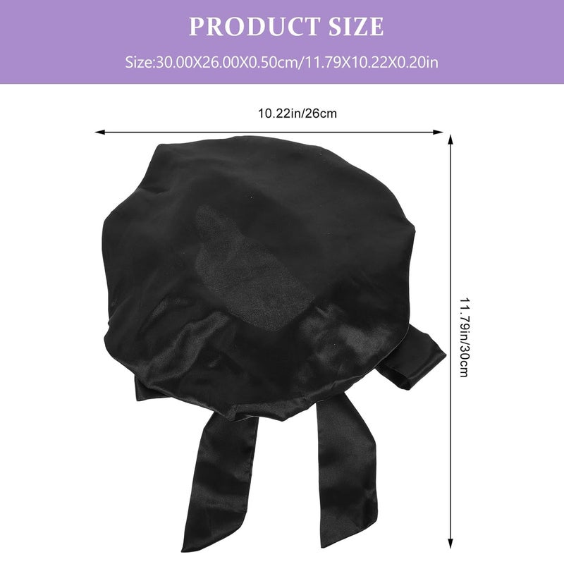 KICHOUSE Large Satin Shower Cap with Bow, Elastic Bath Bonnet for Women, Oversized Hair Protection for Curly and Long Hair, Sleep and Shower Use - Image 2