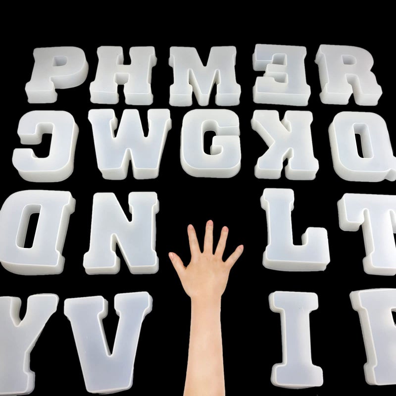 ESEDAGE 6 inch 26 Pack English Alphabet Silicone Letter Mold  Capital  Large Letter Resin Casting Mold
