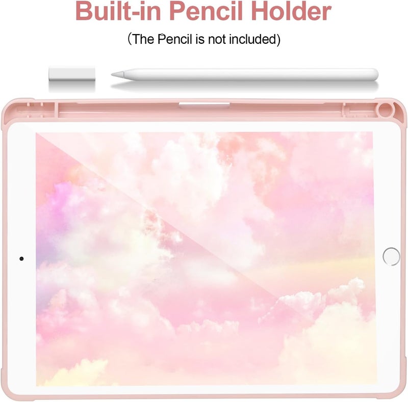 APHBZGE Case Compatible with iPad 9/8/7th Generation 10.2’’2019/2018/2017,Case for iPad 10.2 inch, Shockproof Hard Shell Clear Cover with Pencil Holder,Tablet cover for iPad 10.2‘‘ with Auto Wake/Sleep,Pink - Image 5