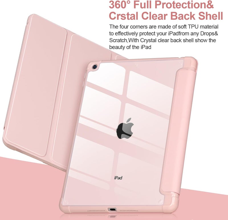 APHBZGE Case Compatible with iPad 9/8/7th Generation 10.2’’2019/2018/2017,Case for iPad 10.2 inch, Shockproof Hard Shell Clear Cover with Pencil Holder,Tablet cover for iPad 10.2‘‘ with Auto Wake/Sleep,Pink - Image 4