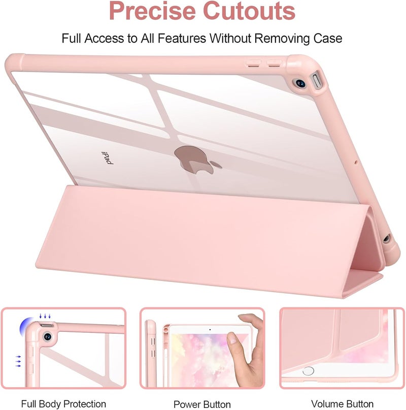 APHBZGE Case Compatible with iPad 9/8/7th Generation 10.2’’2019/2018/2017,Case for iPad 10.2 inch, Shockproof Hard Shell Clear Cover with Pencil Holder,Tablet cover for iPad 10.2‘‘ with Auto Wake/Sleep,Pink - Image 3