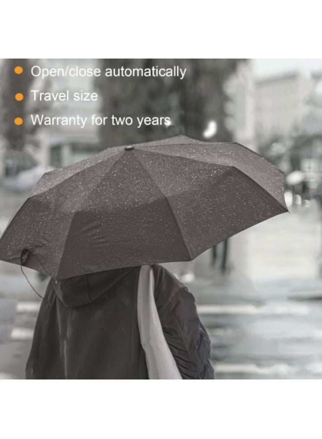 ECVV Strongest Windproof Travel Umbrella (Compact, Superior & Beautiful), Strong but Light Portable and Automatic Folding Rain Umbrella, Durable Premium Grip, Fits Car & Backpack (8 Ribs) Black - Image 5