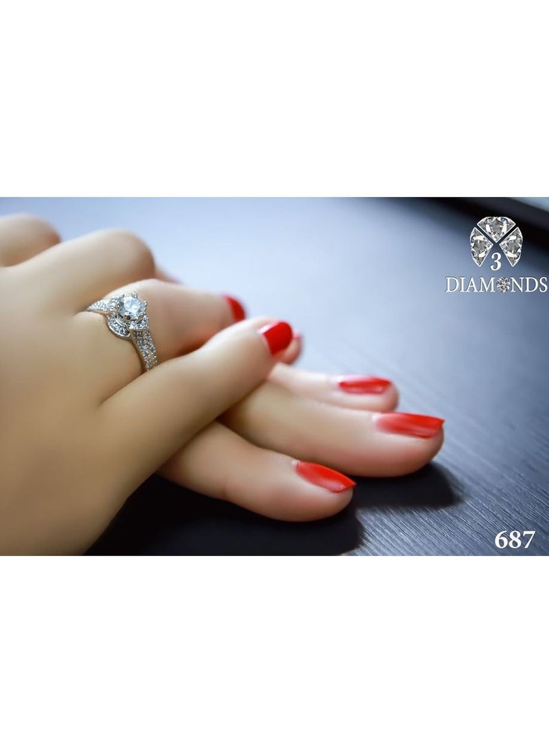 3Diamonds - Ring For Women platinum Plated-silver - Image 1