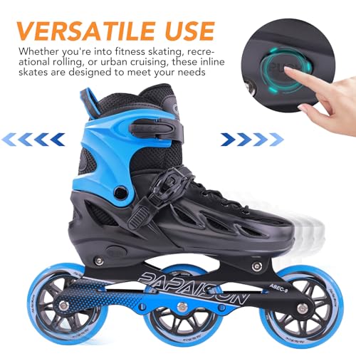 PAPAISON Adult Adjustable Inline Skates for Men Women with 3 100mm Wheels, Outdoor Blades Female Male Fitness Speed Racing Skates, Roller Skates for Teens Boys Girls - Image 2