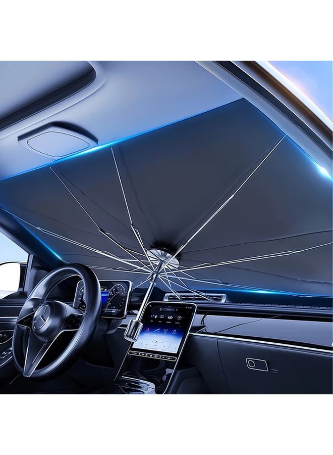 Large Titanium Silver Car Sunshade 57 2 x 31 2 Inch Windshield Protector Portable Folding Heat Insulation - Image 1