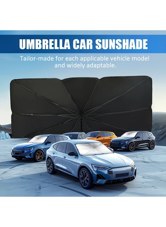 Large Titanium Silver Car Sunshade 57 2 x 31 2 Inch Windshield Protector Portable Folding Heat Insulation - Image 3