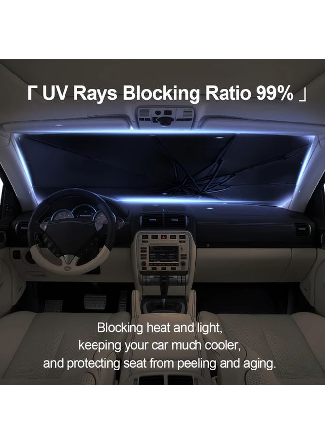 Large Titanium Silver Car Sunshade 57 2 x 31 2 Inch Windshield Protector Portable Folding Heat Insulation - Image 4