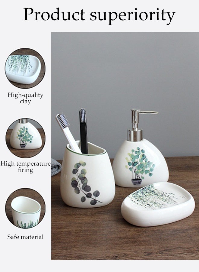 DUNISO 6 Pcs  Ceramic  Bathroom Accessories Sets Complete With Soap Dispenser,Soap Dish，Mouthwash cup, toothbrush cup, tray ,Countertop Bathroom Decor - Image 3