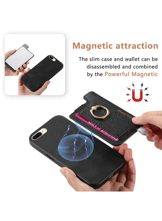 اس-توب جراب هاتف iPhone X / XS Retro Magsafe Cross Leather Ring Holder Card Bag Case - Image 3