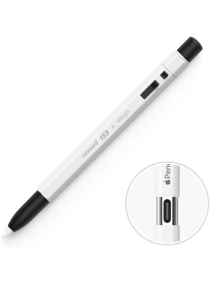 Elago Monami for Apple Pencil USB-C Case Cover Sleeve, Classic Design, Compatible with Magnetic Charging and Double Tap - Black | White - Image 1