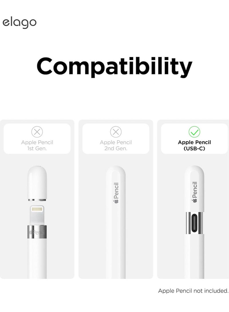 Elago Monami for Apple Pencil USB-C Case Cover Sleeve, Classic Design, Compatible with Magnetic Charging and Double Tap - Black | White - Image 3