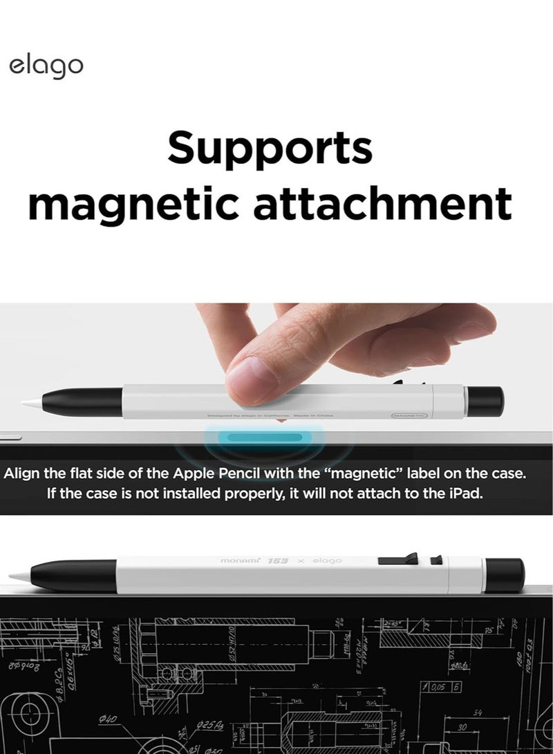 Elago Monami for Apple Pencil USB-C Case Cover Sleeve, Classic Design, Compatible with Magnetic Charging and Double Tap - Black | White - Image 5