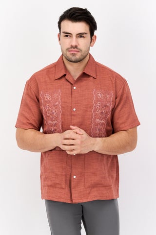 Men Regular Fit Embroidered Short Sleeves Casual Shirt, Brown - pzsku/ZF144CC91CF8B836F32B7Z/45/1746200476/e1bcb981-d836-4921-aad9-15969dded171