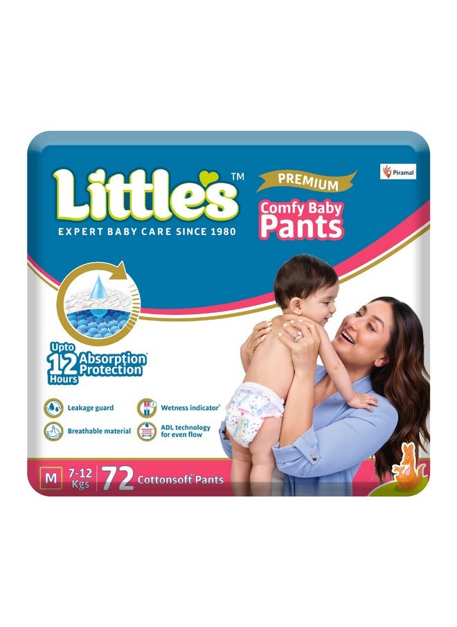 Little's - Baby Diapers M Size (Medium) Pants Style | 7-12 Kg | 72 Count - Pack Of 1 | Super Jumbo Baby Diaper With Leakage Guard, Wetness Indicator & 12 Hours Absorption - Image 1