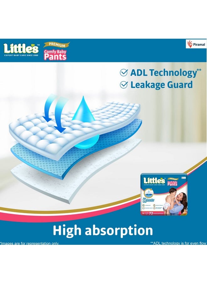Little's - Baby Diapers M Size (Medium) Pants Style | 7-12 Kg | 72 Count - Pack Of 1 | Super Jumbo Baby Diaper With Leakage Guard, Wetness Indicator & 12 Hours Absorption - Image 1