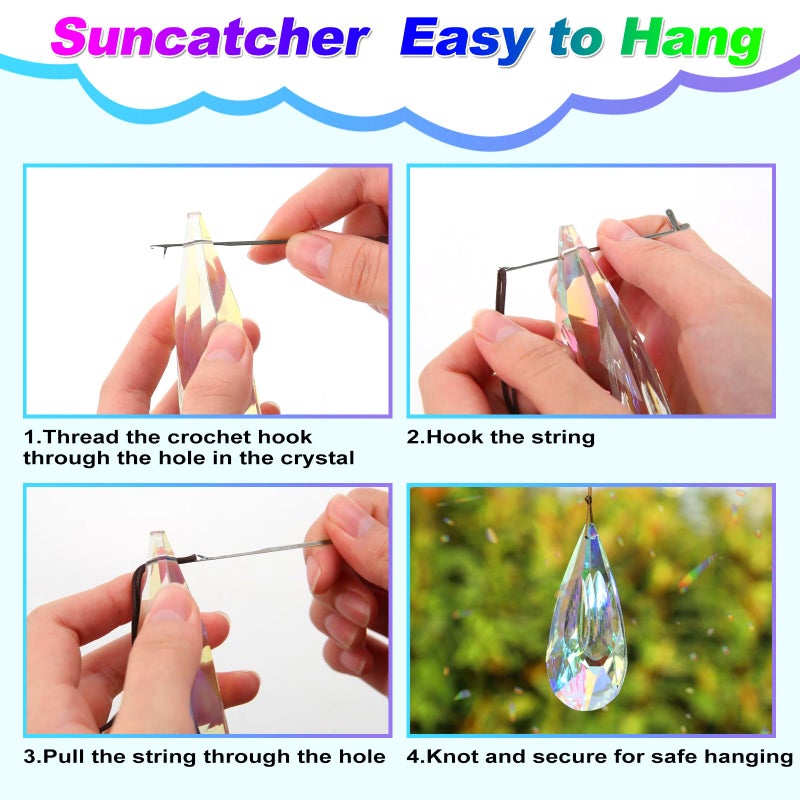 HYBEADS 120mm Crystal Suncatcher, 2 Pack Large Prism Sun Catchers Windows Hanging Ornaments Rainbow Maker Pendant Indoor Outdoor Garden Chandelier Birthday Wedding Party Valentines Day Gifts for Women - Image 5