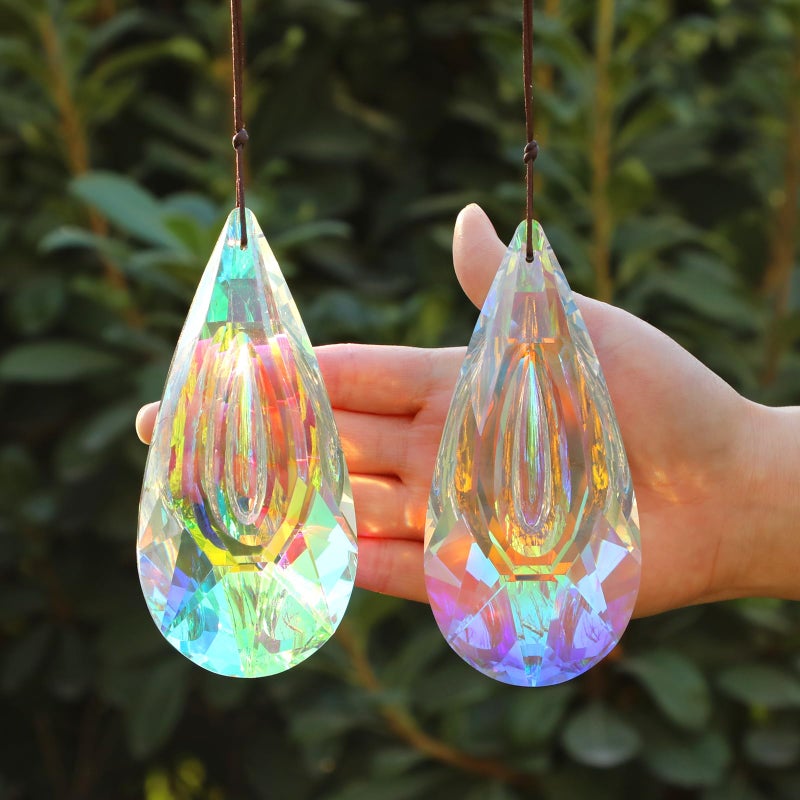 HYBEADS 120mm Crystal Suncatcher, 2 Pack Large Prism Sun Catchers Windows Hanging Ornaments Rainbow Maker Pendant Indoor Outdoor Garden Chandelier Birthday Wedding Party Valentines Day Gifts for Women - Image 1