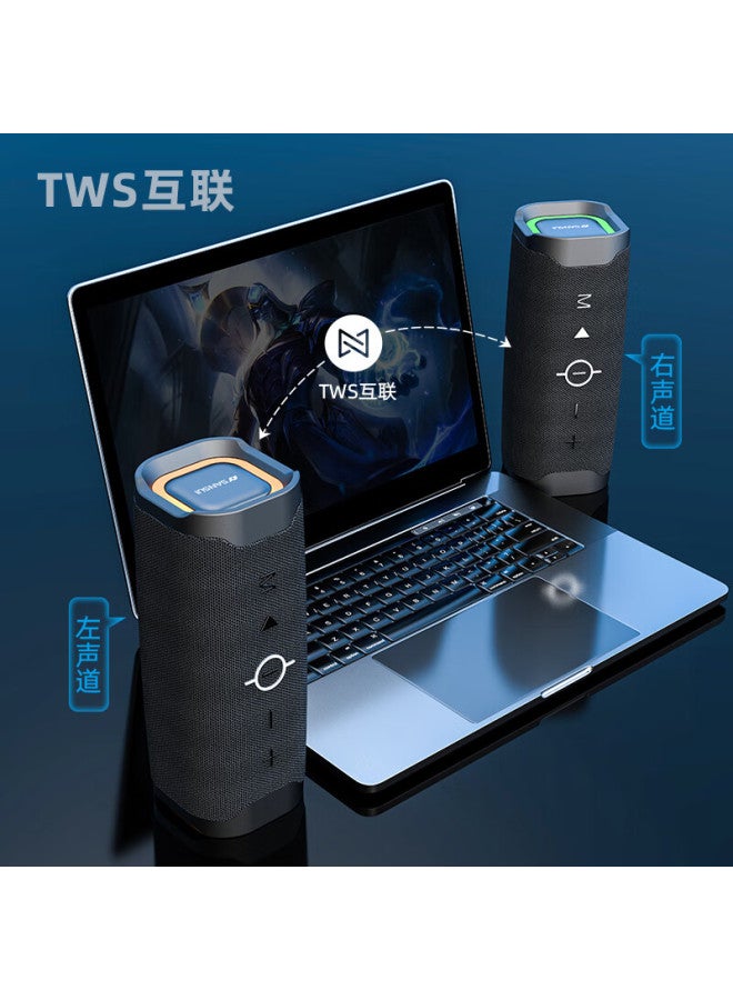 Sansui مكبر صوت بلوتوث لاسلكي T6 مع مضخم صوت محمول خارجي خفيف إدخال بطاقة تخييم سطح المكتب مكبر صوت صغير مشغل موسيقى - Image 3