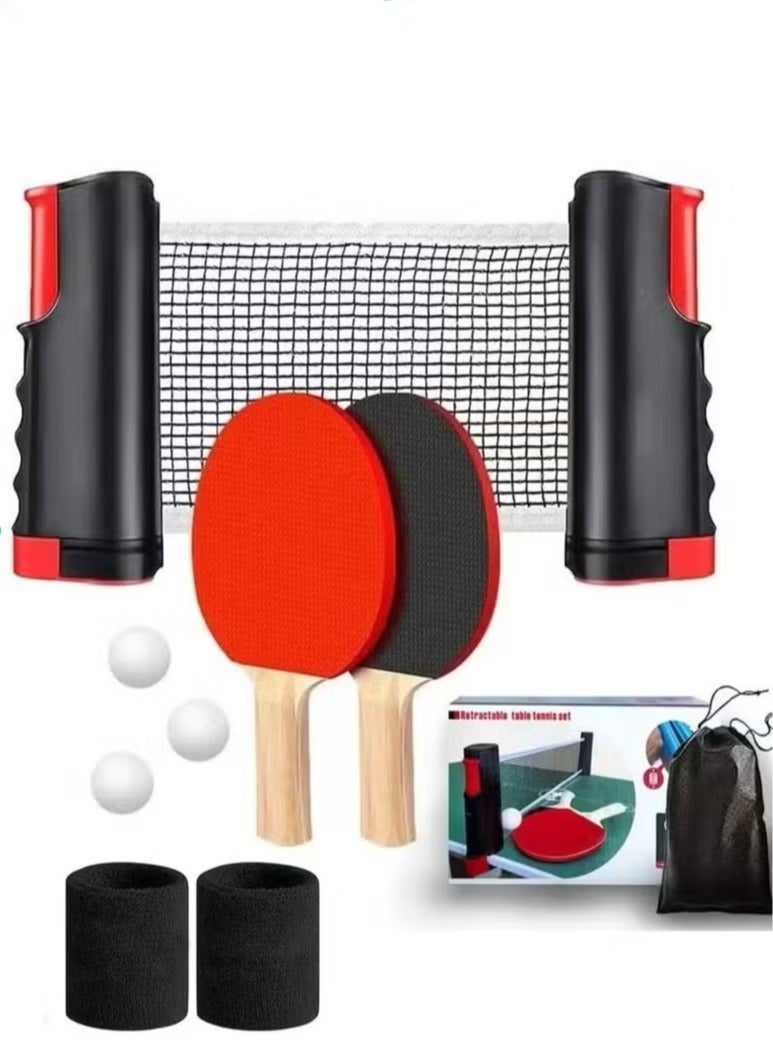 founder Ping Pong Paddle Set,Portable Table Tennis Set with Retractable Net,2 Rackets,3 Balls And Carry Bag for Children Adult Indoor/Outdoor Games - Image 1