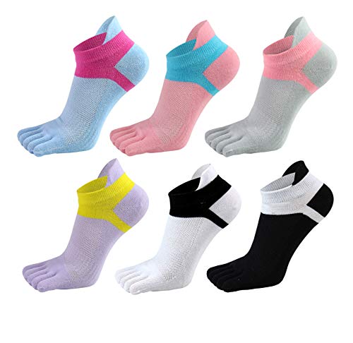 Fasot Women Toe Socks 5 Finger Low Cut No Show Wicking Cotton Athletic 6 Pack - Image 1