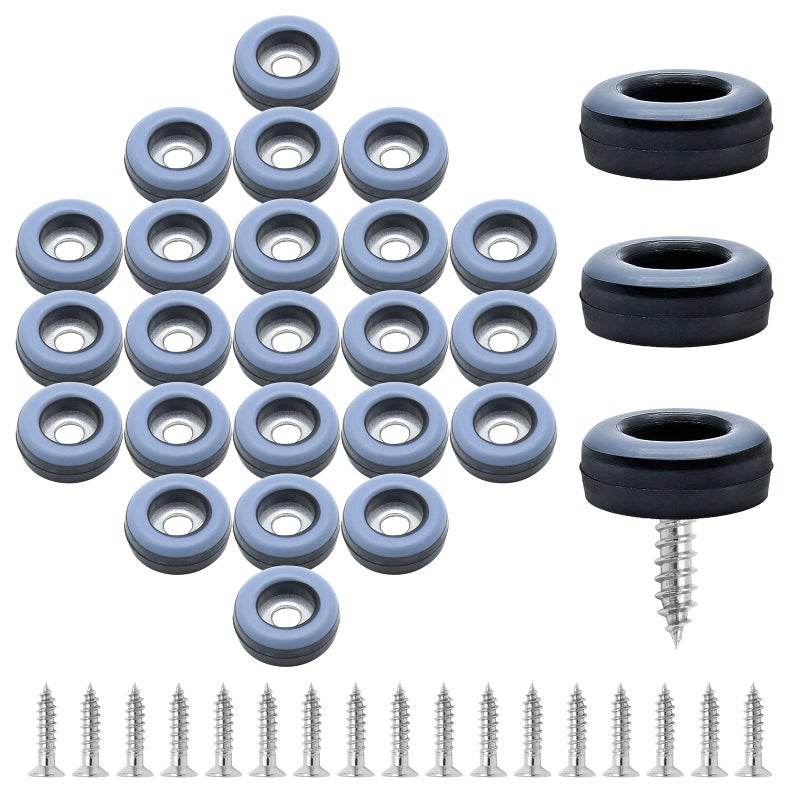 Suiwotin 24pcs 34 19mm Screw on Furniture Sliders Teflon Chair Leg Slides Round Furniture Glides with Screws for Hardwood Floors Protectors GrayBlack