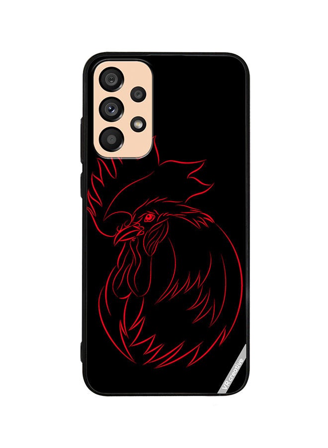VR CREATIVE Protective Case Cover For Samsung Galaxy A73 5G Cooster Red Sketch On A Black Design Multicolour - Image 1