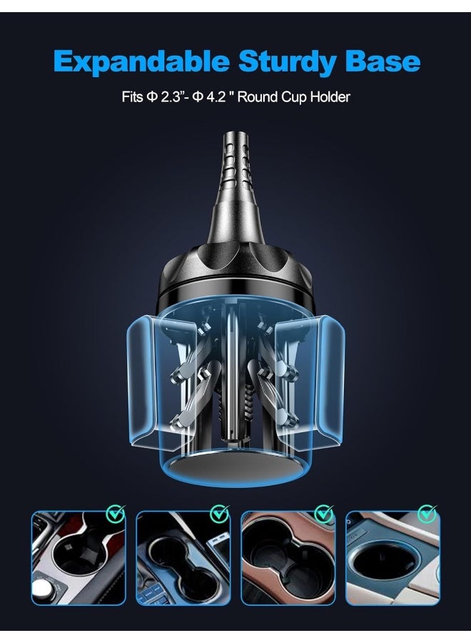 TOPGO Cup Holder Phone Mount, [Upgraded Adjustable Gooseneck & Firmly Stable] Cup Holder Phone Holder for Car, Cell Phone Automobile Cradles for iPhone 14, Samsung and More Smartphone(Black) - Image 5