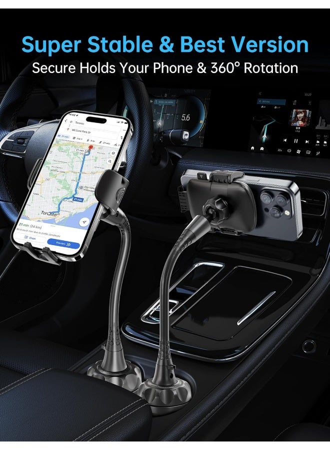 TOPGO Cup Holder Phone Mount, [Upgraded Adjustable Gooseneck & Firmly Stable] Cup Holder Phone Holder for Car, Cell Phone Automobile Cradles for iPhone 14, Samsung and More Smartphone(Black) - Image 4