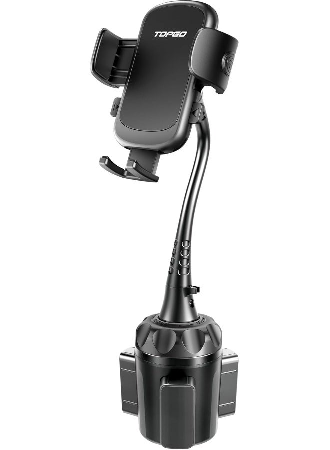 TOPGO Cup Holder Phone Mount, [Upgraded Adjustable Gooseneck & Firmly Stable] Cup Holder Phone Holder for Car, Cell Phone Automobile Cradles for iPhone 14, Samsung and More Smartphone(Black) - Image 1