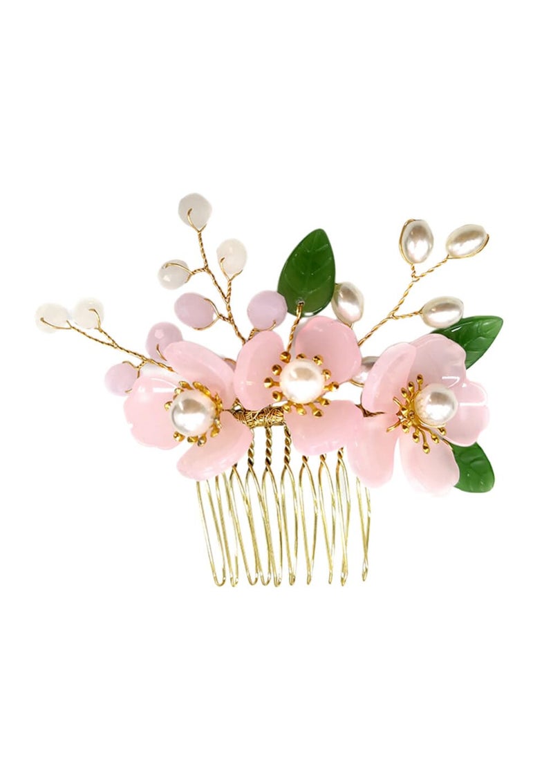 Beaupretty Beaupretty Chinese Style Hair Side Comb Imitated Jade Flower Pearl Inlaid Insert Comb Accessories for Women Wedding 