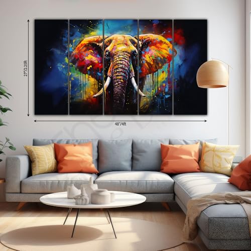 The Castle Decor Elephant painting with frame Big Size 27x48 Wall art for living room,Bedroom,Drawing room,Hotels-Wooden Framed-747 - Image 2