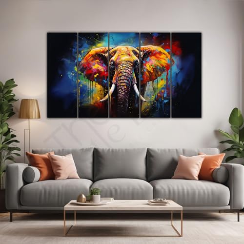 The Castle Decor Elephant painting with frame Big Size 27x48 Wall art for living room,Bedroom,Drawing room,Hotels-Wooden Framed-747 - Image 1