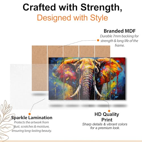 The Castle Decor Elephant painting with frame Big Size 27x48 Wall art for living room,Bedroom,Drawing room,Hotels-Wooden Framed-747 - Image 4