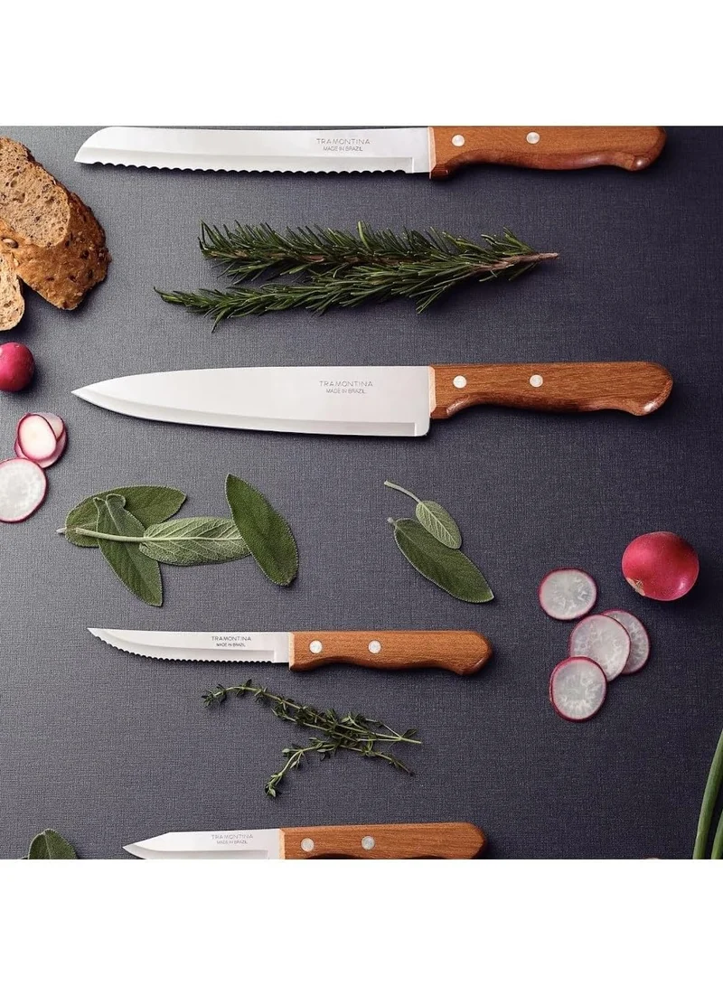 ترامونتينا Tramontina Dynamic 8 Inches Chef Knife with Stainless Steel Blade and Natural Wood Handle